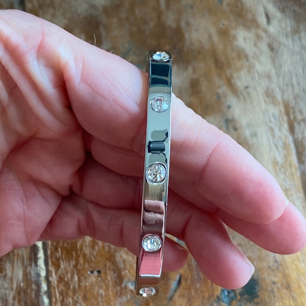 Silver and crystal bangle bracelet